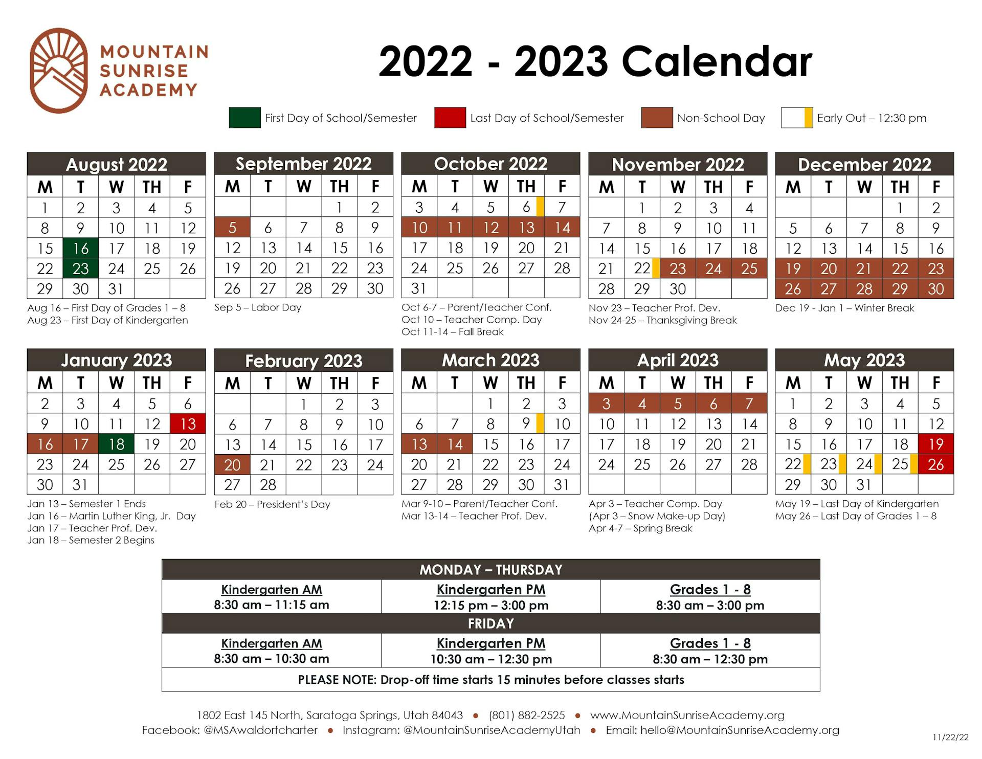 2022-2023 Academic Calendar 