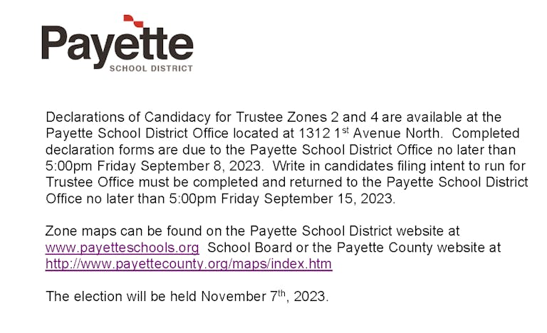 November 7, 2023 School Board Election Notice 