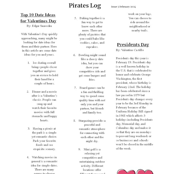 Image of MMS Pirates Log February 2024 (Student Paper)