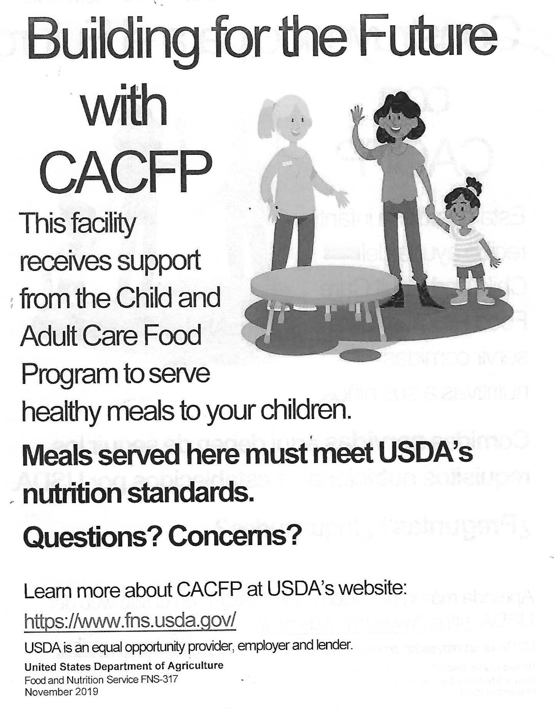  Flyer about Building for the future with CACFP 